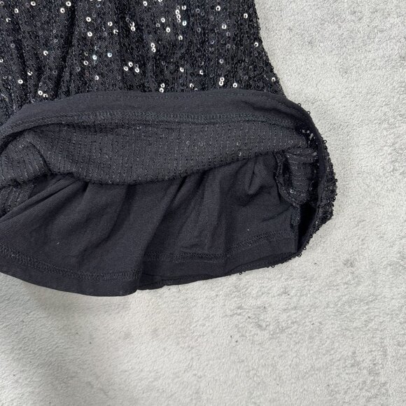 Sequins Mini Dress Black Feather Trim Glam Party Coquette Party Y2K Stretch Sz S - Picture 9 of 12